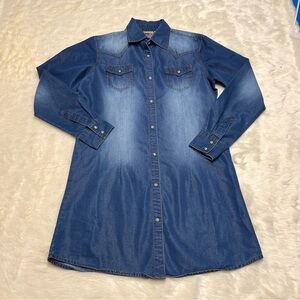 Wrangler Blue Long Sleeve Denim Dress